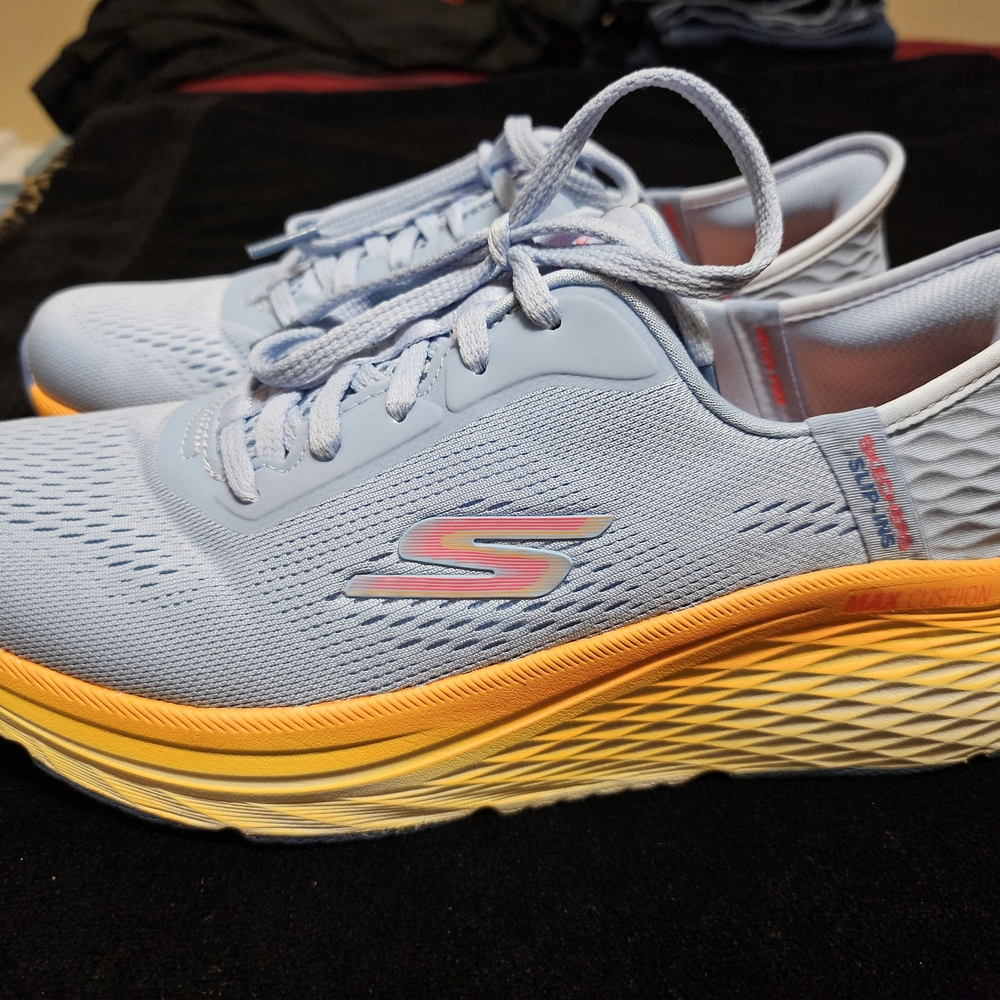 SKECHERS Max Cushioning Elite 2.0 Solace Hands Free Slip-InsWomen's Blue/Orange